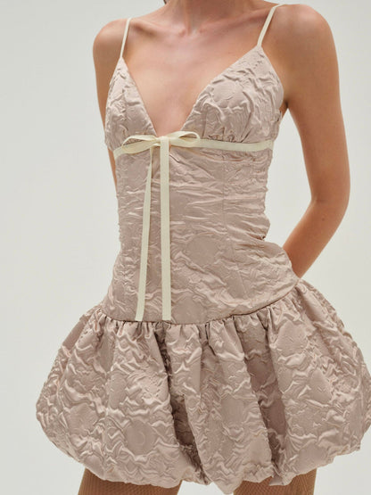 For Love and Lemons Flower Satin Mini Dress - Pink