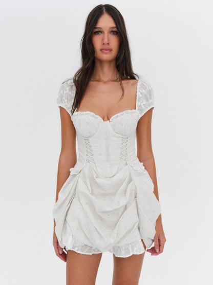 For Love and Lemons Morgan Mini Dress - Bright White