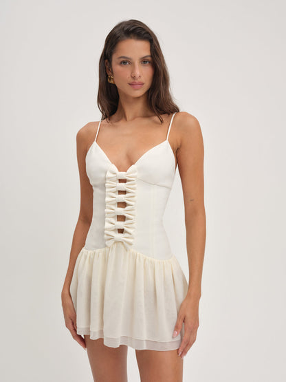 For Love and Lemons Josie Micro Mini Dress - Cream