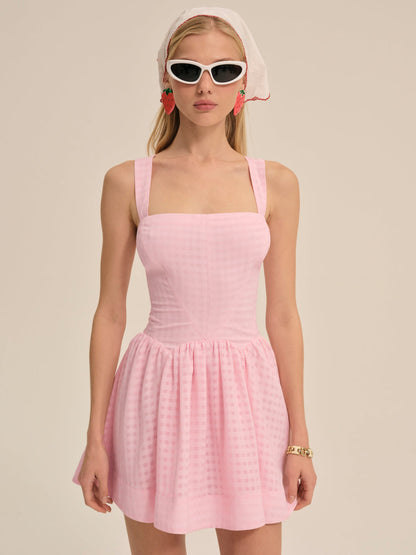 For Love and Lemons Ginny Gingham Mini Dress - Pink