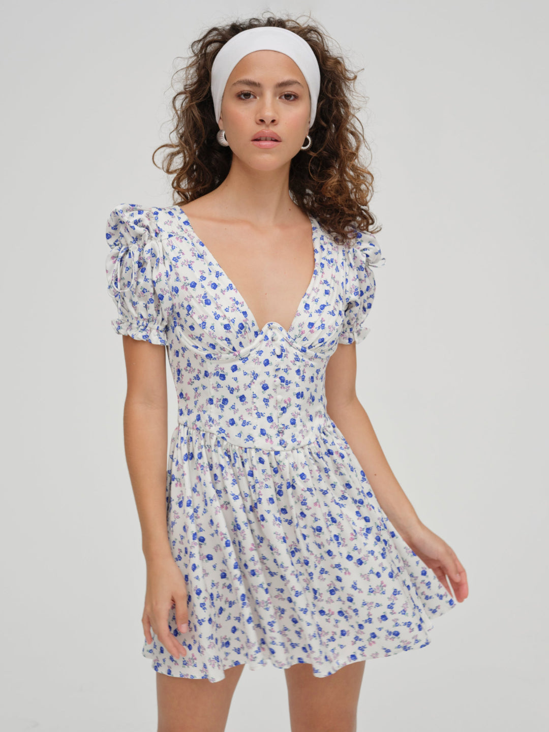 For Love and Lemons Paulina Puff Sleeve Dress - Blue