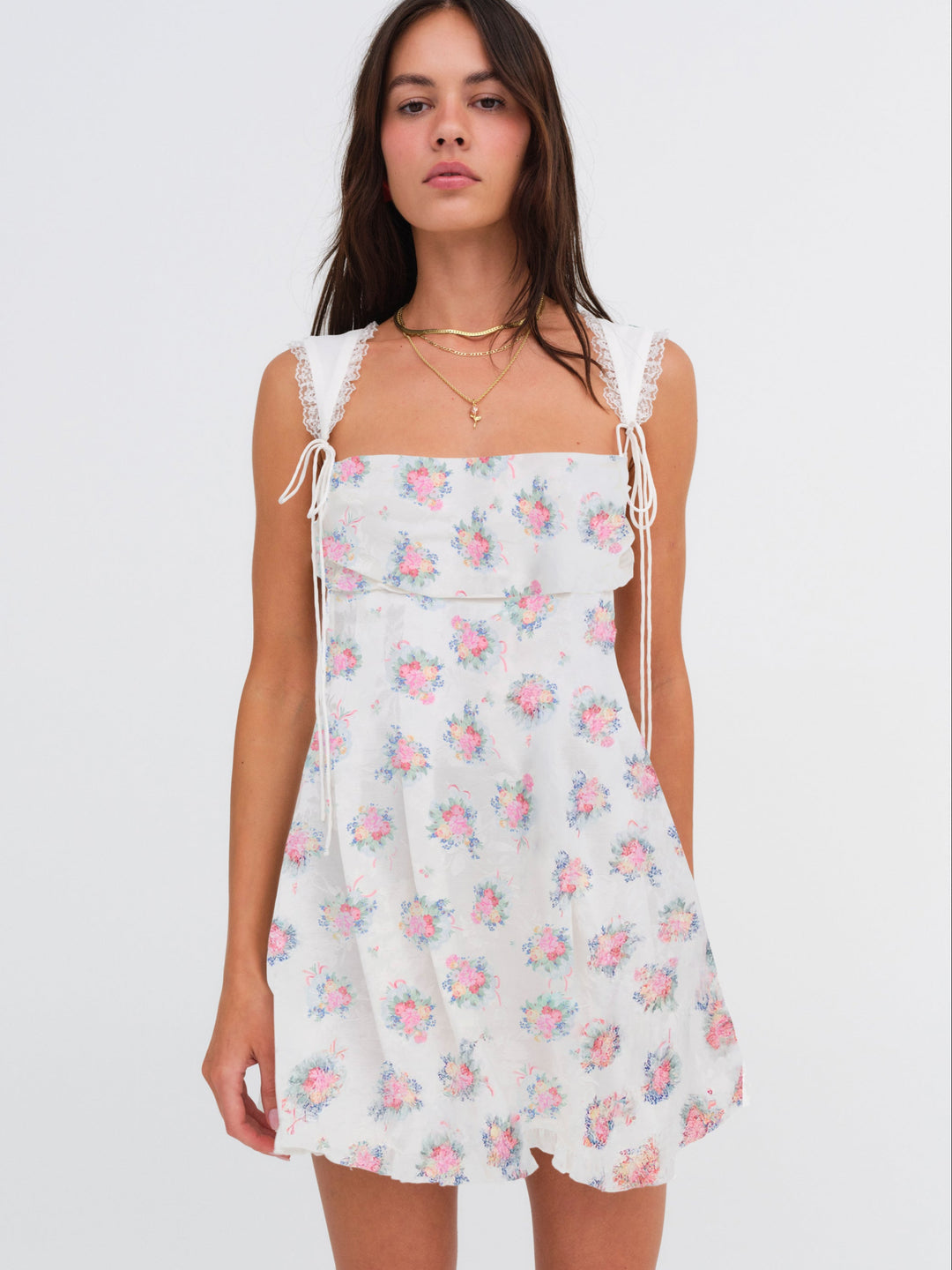 For Love and Lemons Holland Mini Dress - Doily Bouquet