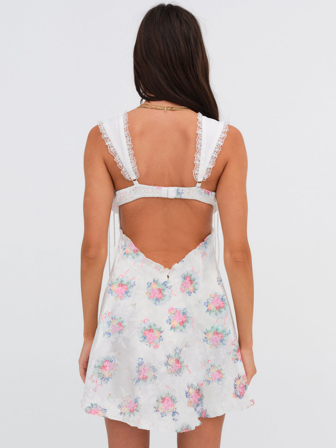 For Love and Lemons Holland Mini Dress - Doily Bouquet