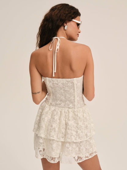 For Love and Lemons Ciao Lace Mini Dress - Natural