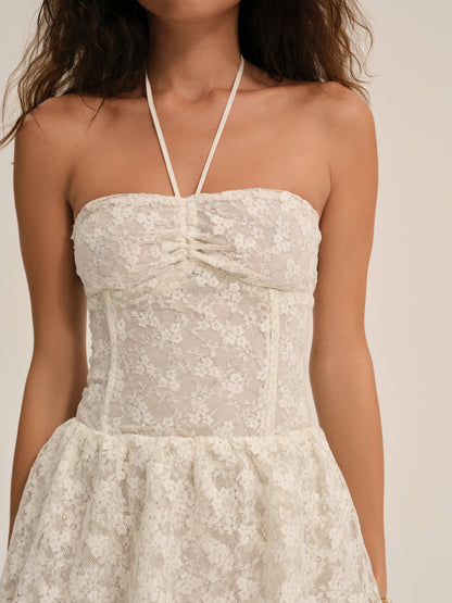 For Love and Lemons Ciao Lace Mini Dress - Natural