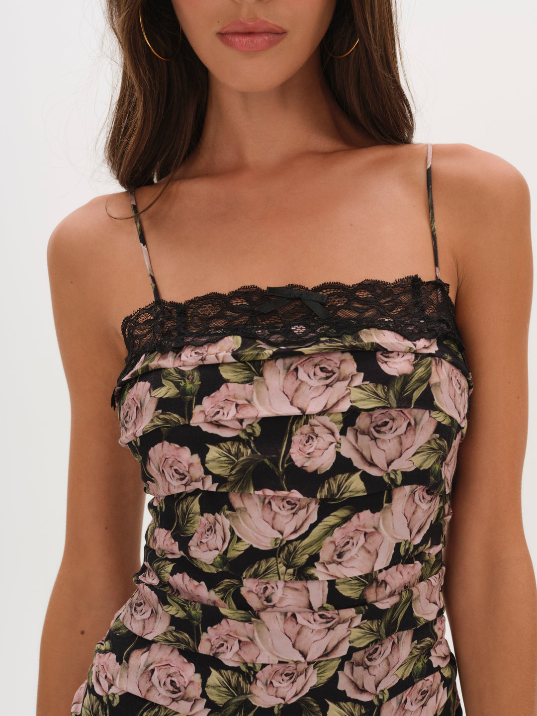 For Love and Lemons Fallen Rose Mini Dress - Black