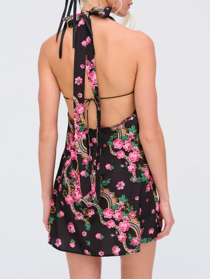 For Love and Lemons Justice Halter Mini Dress - Black