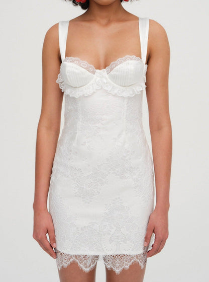For Love and Lemons Allira Lace Mini Dress - White