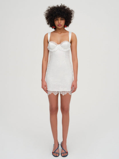For Love and Lemons Allira Lace Mini Dress - White