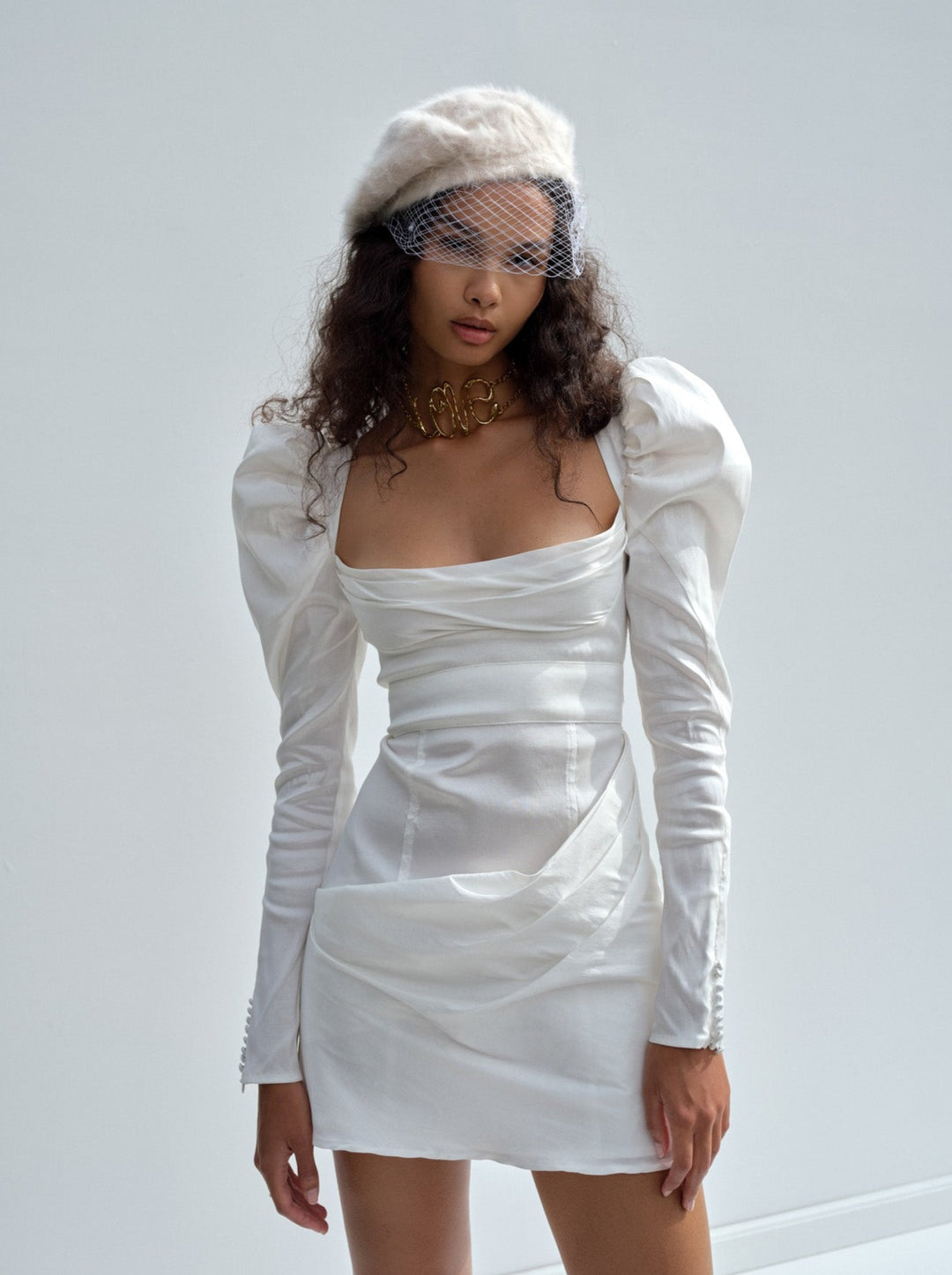For Love and Lemons Etta Mini Dress - White