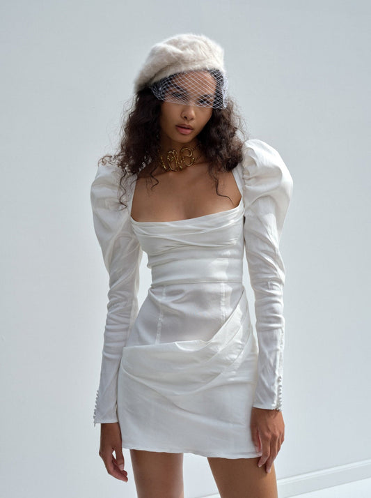 For Love and Lemons Etta Mini Dress - White