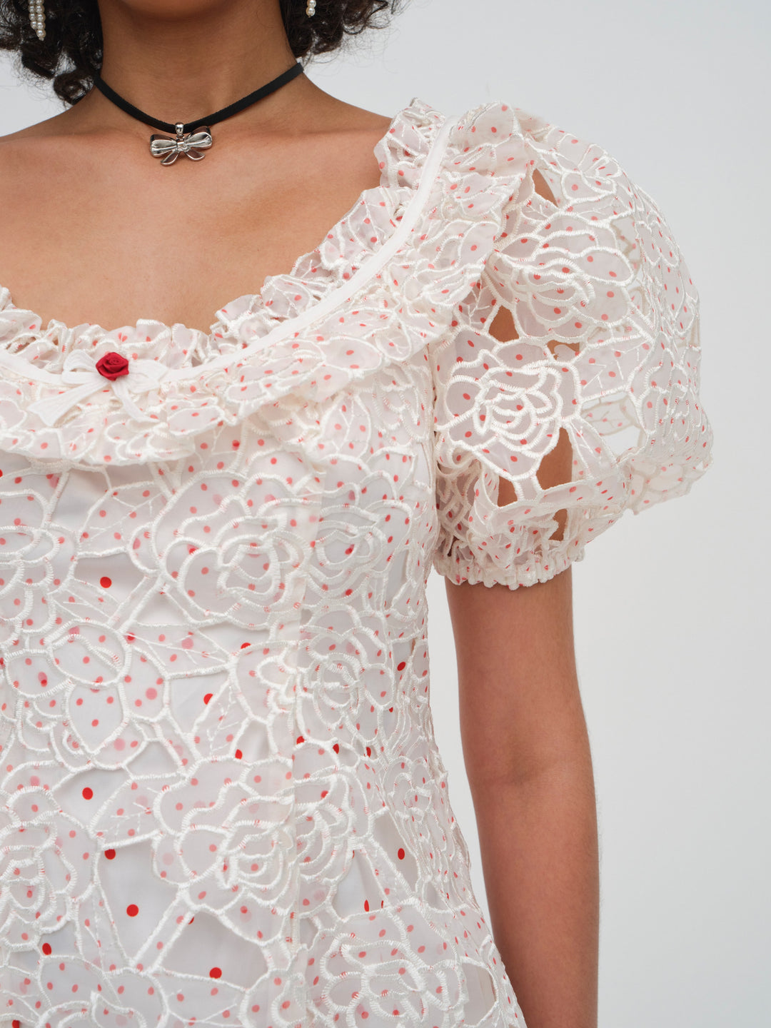 For Love and Lemons Aphrodite Embroidered Mini Dress - White
