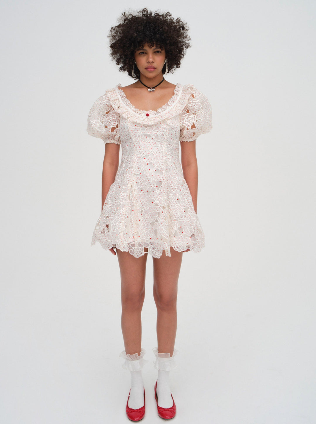For Love and Lemons Aphrodite Embroidered Mini Dress - White
