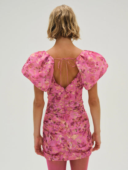 For Love and Lemons Blurred Roses Mini Dress - Pink