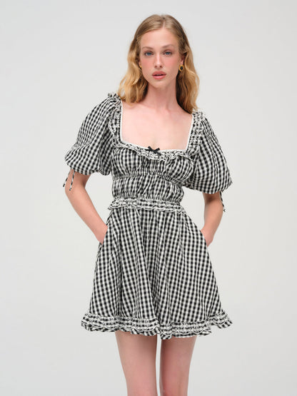 For Love and Lemons Jackson Mini Dress - Black Gingham
