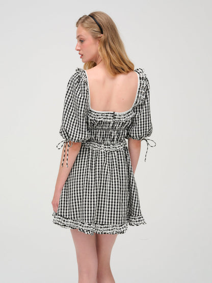 For Love and Lemons Jackson Mini Dress - Black Gingham