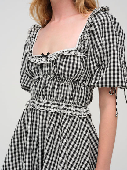 For Love and Lemons Jackson Mini Dress - Black Gingham