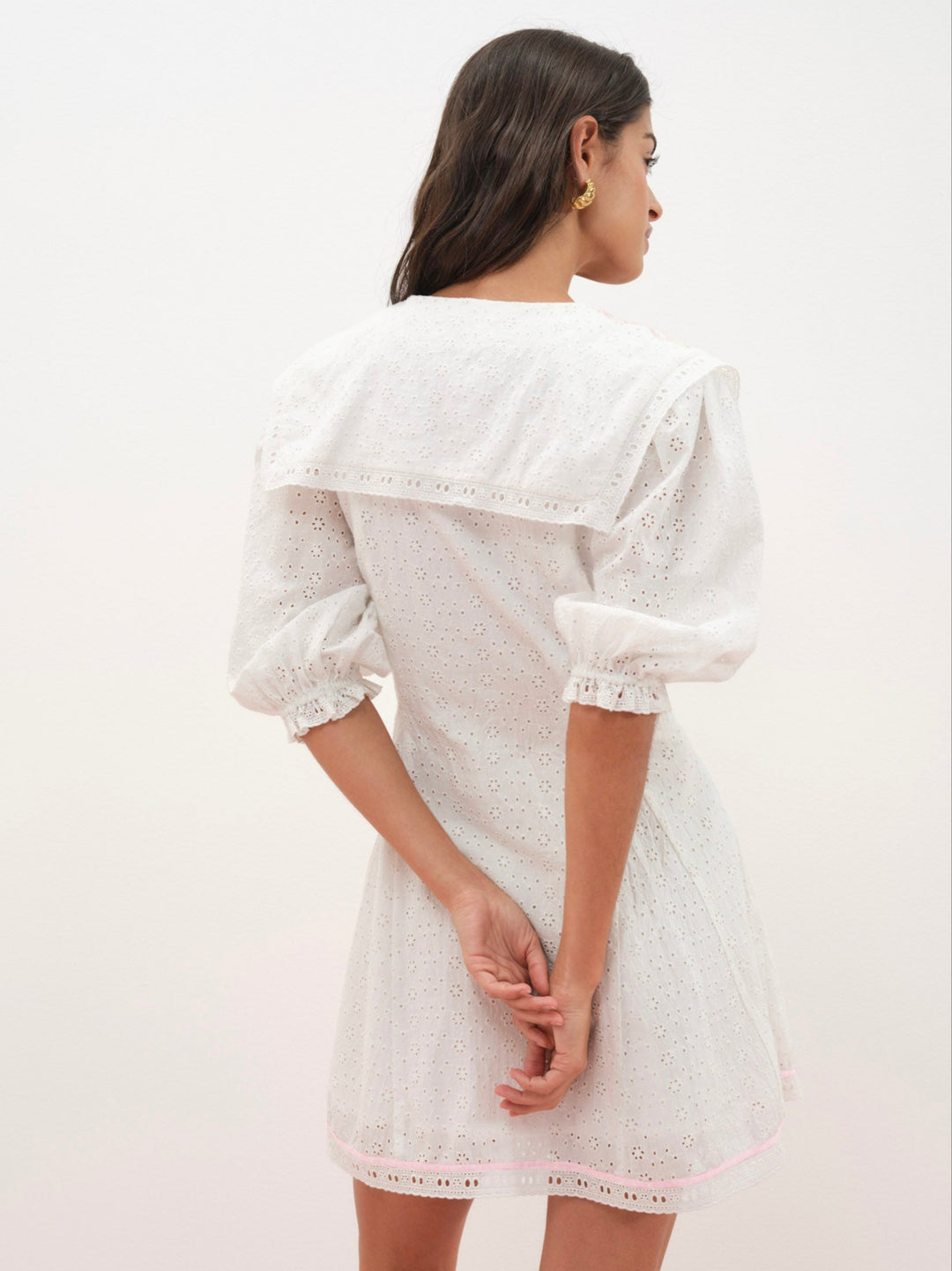 For Love and Lemons Mi Amore Embroidered Mini Dress - White