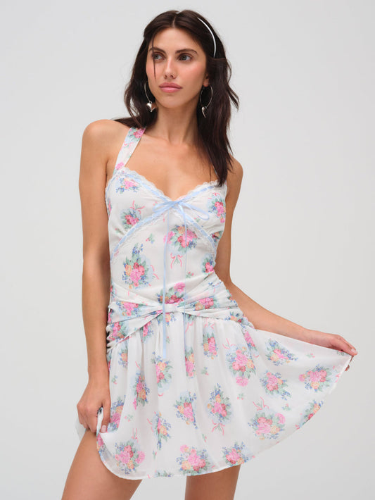 For Love and Lemons Doily Bouquet Mini Dress - White