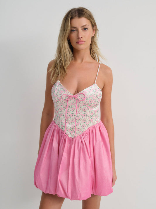 For Love and Lemons Berry Bud Bubble Mini Dress - Pink