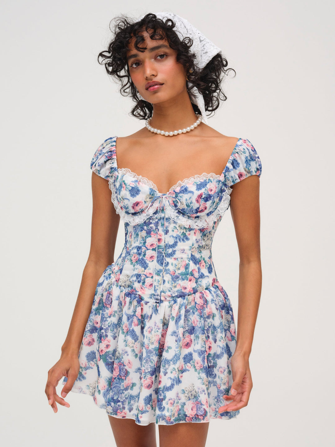 For Love and Lemons Audrey Floral Mini Dress - Blue