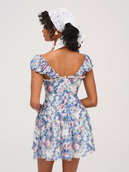 For Love and Lemons Audrey Floral Mini Dress - Blue