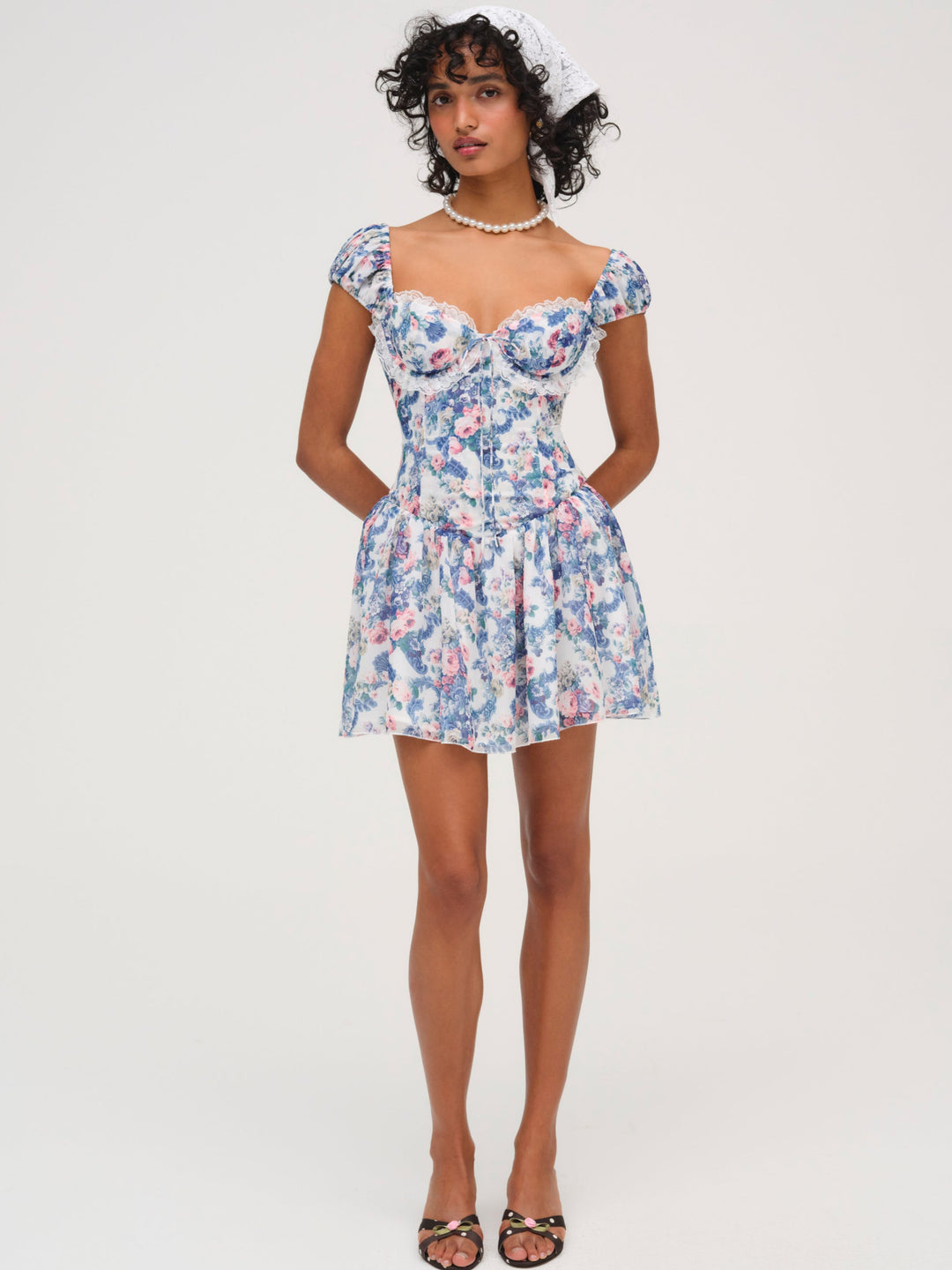 For Love and Lemons Audrey Floral Mini Dress - Blue