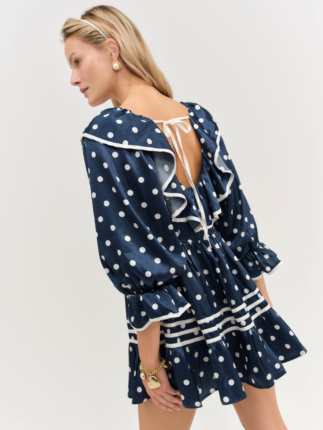 For Love and Lemons Seaside Dot Mini Dress - Navy