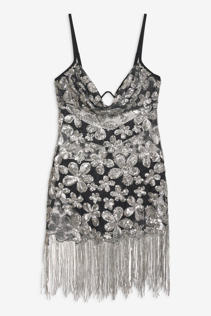 For Love and Lemons Colette Mini Dress - Silver