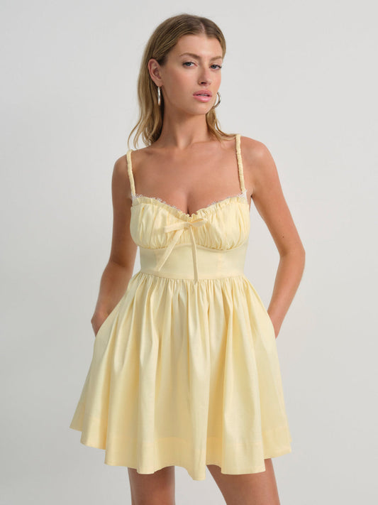 For Love and Lemons Doris Mini Dress - Yellow