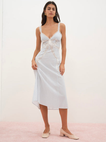 For Love and Lemons Bluebell Gingham Midi Dress - Blue