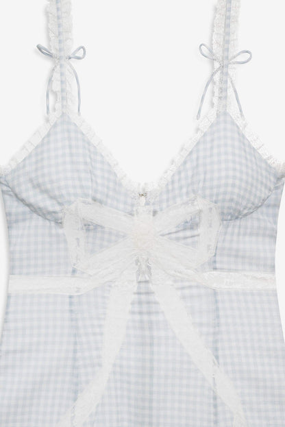 For Love and Lemons Bluebell Gingham Midi Dress - Blue