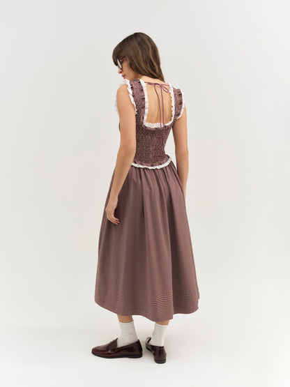 For Love and Lemons Morgan Midi Dress - Burgundy