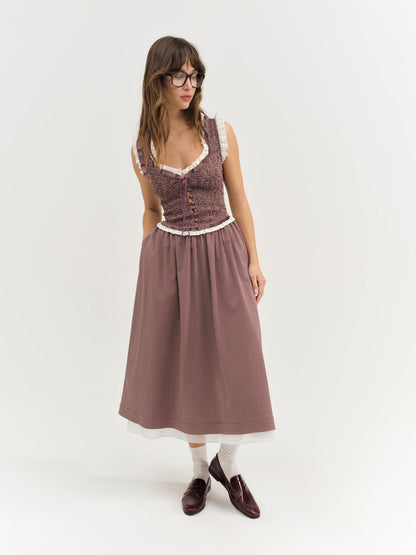 For Love and Lemons Morgan Midi Dress - Burgundy