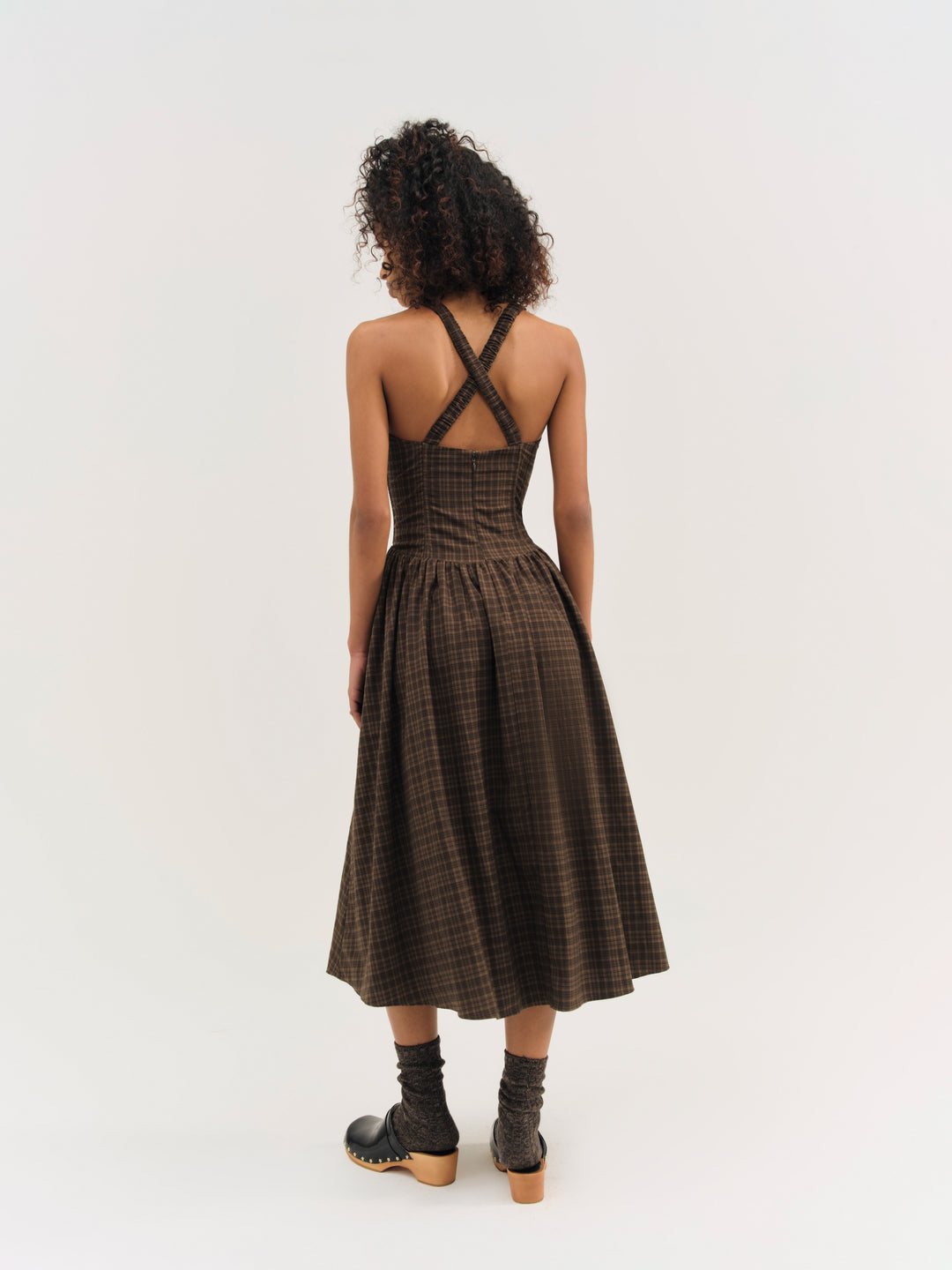 For Love and Lemons University Plaid Midi Dress - Brown