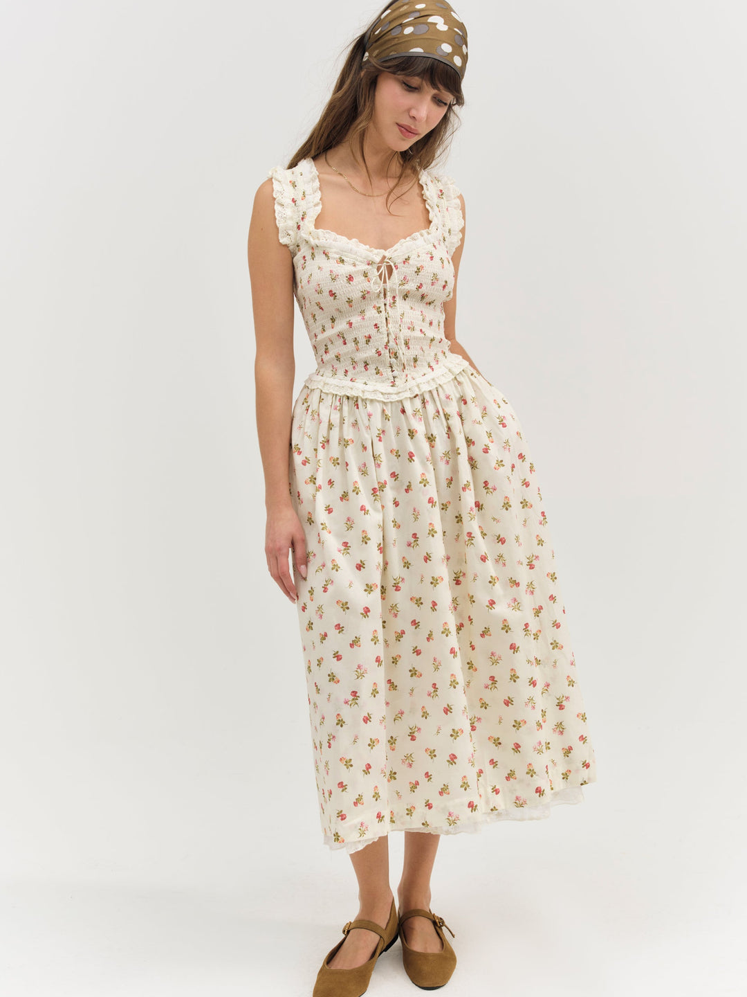 For Love and Lemons Morgan Midi Dress - White