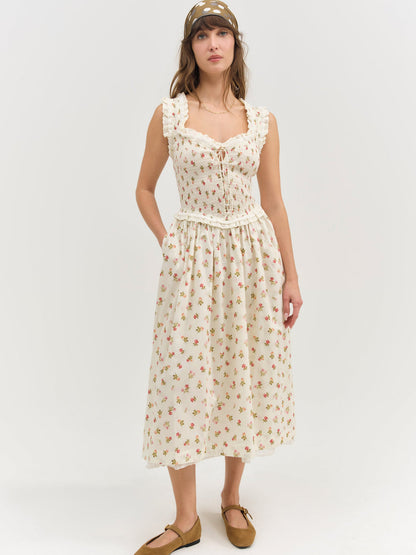 For Love and Lemons Morgan Midi Dress - White