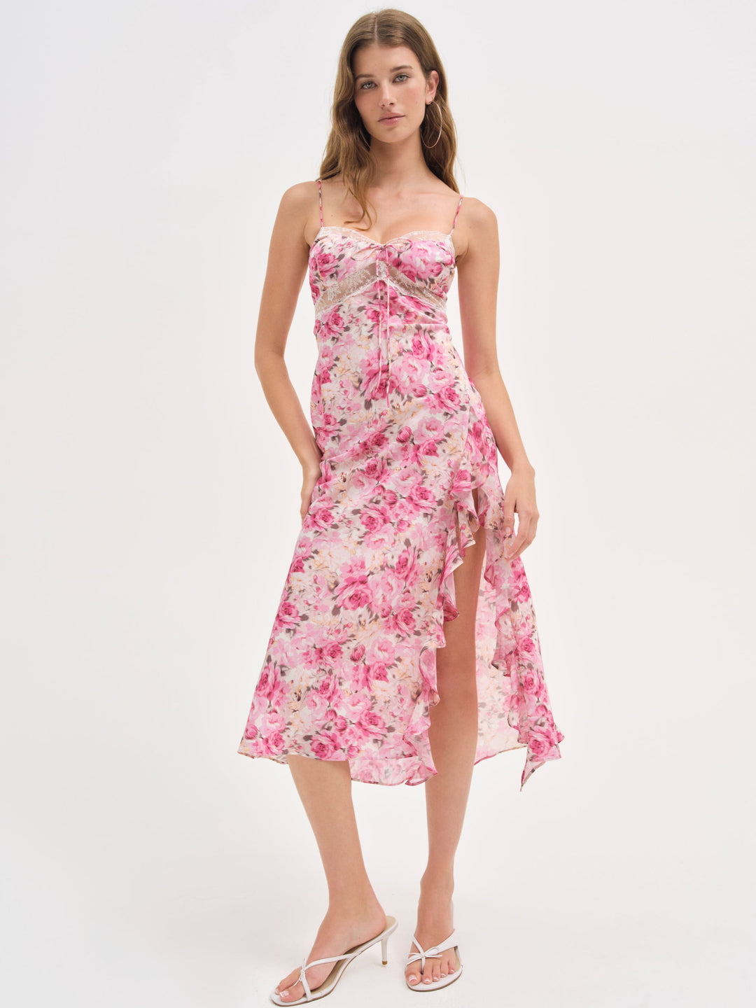 For Love and Lemons Angelina Midi Dress - Pink