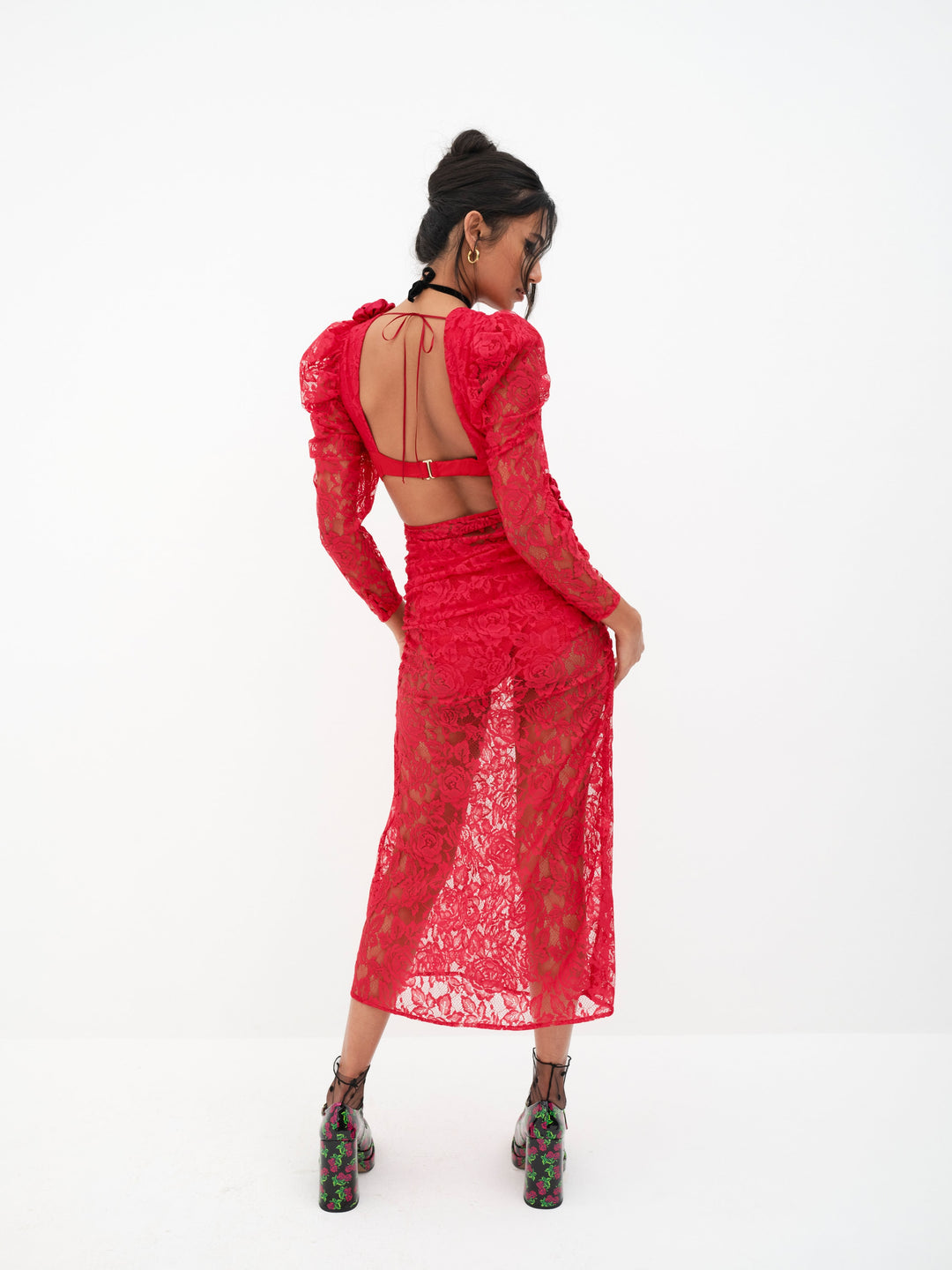 For Love and Lemons Kana Midi Dress - Red
