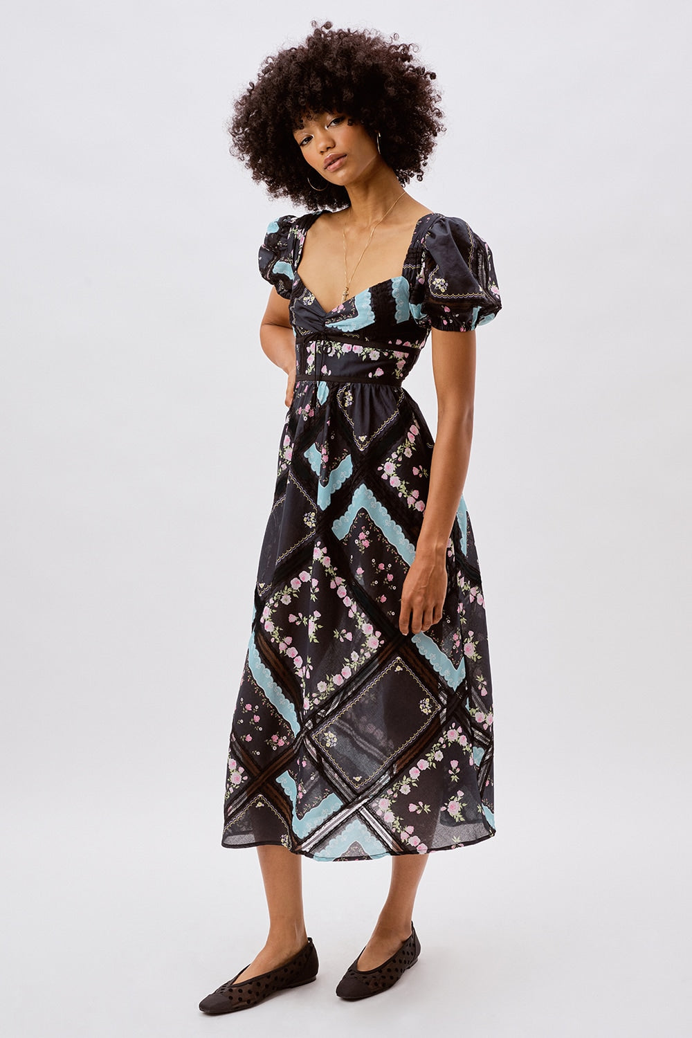For Love and Lemons Margaret Midi Dress - Black