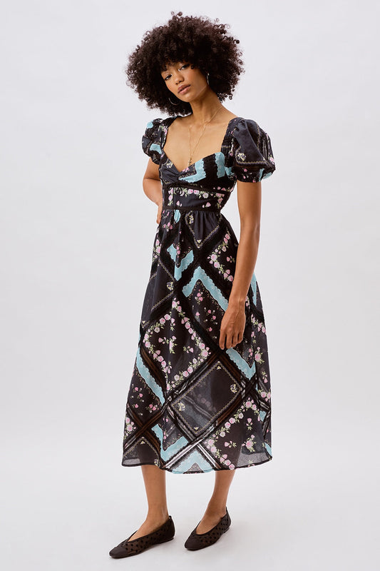 For Love and Lemons Margaret Midi Dress - Black