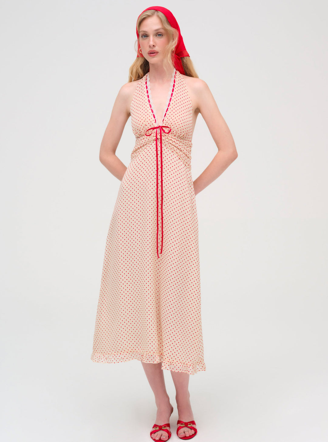 For Love and Lemons Love Dot Midi Dress - Cream