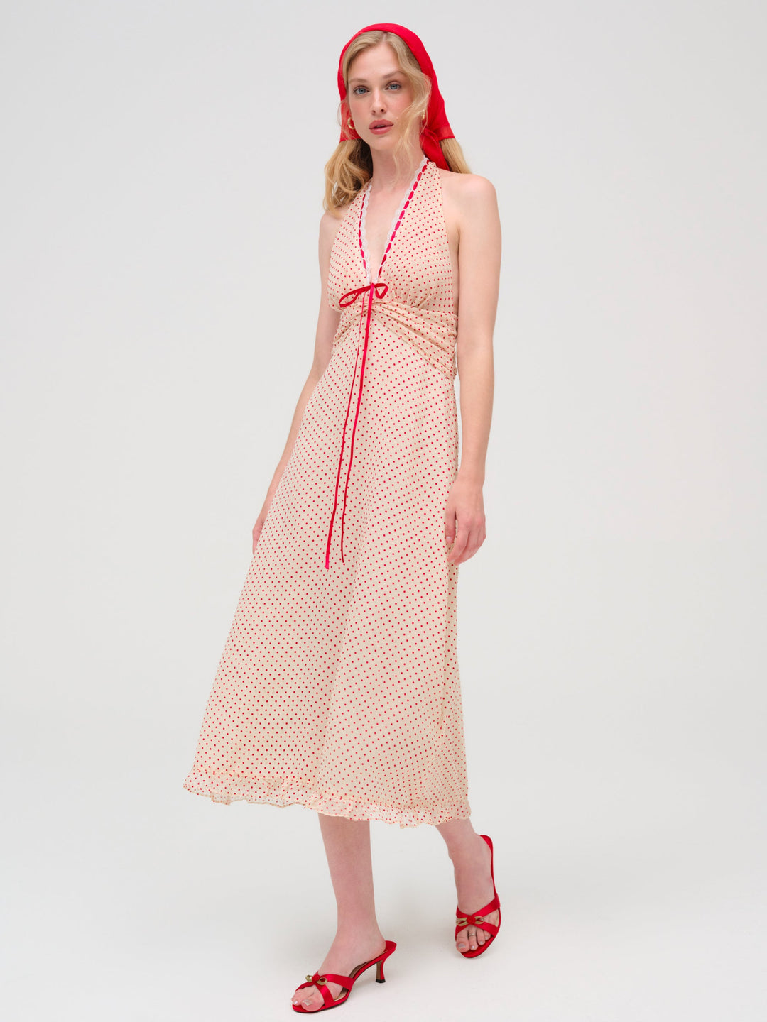 For Love and Lemons Love Dot Midi Dress - Cream