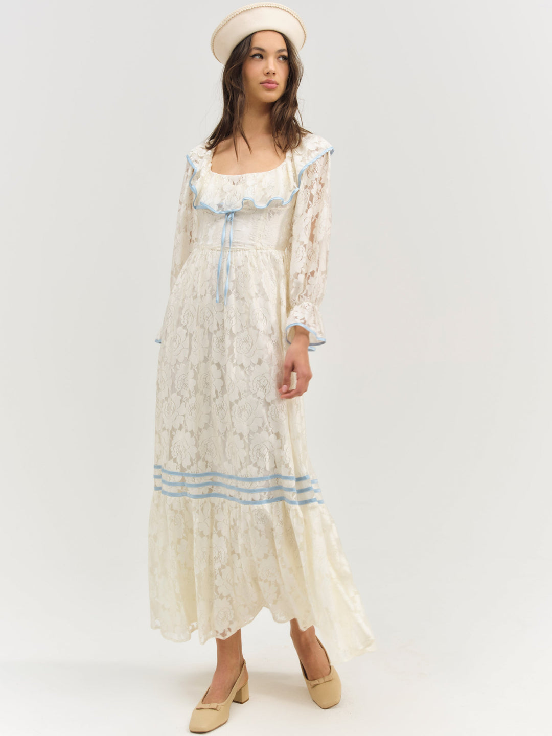 For Love and Lemons Severine Maxi Dress - Cream