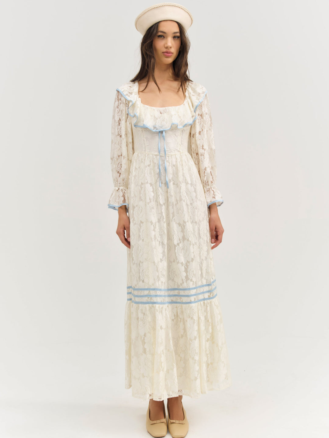 For Love and Lemons Severine Maxi Dress - Cream