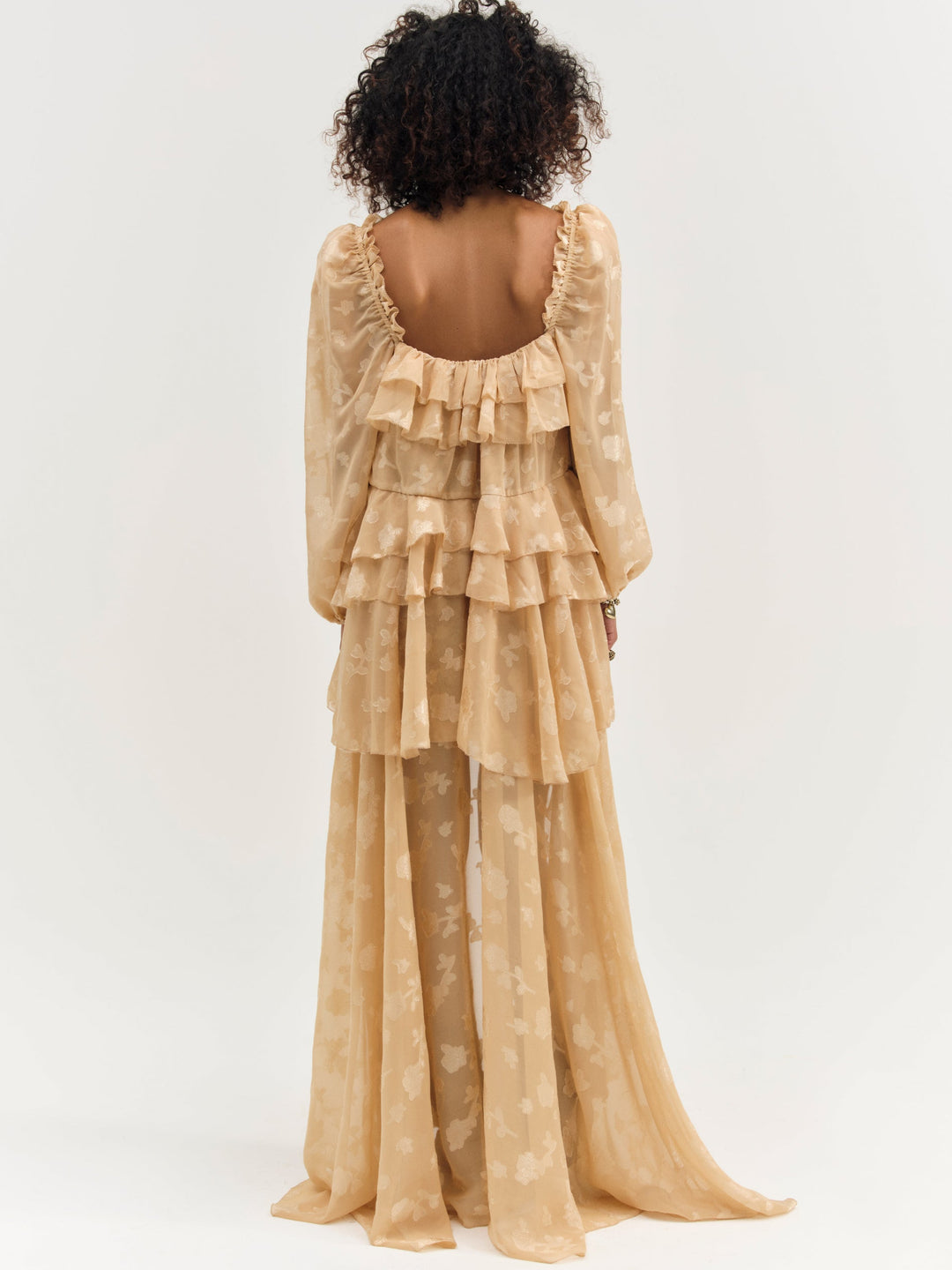 For Love and Lemons Colette Satin Burnout Maxi Dress - Taupe