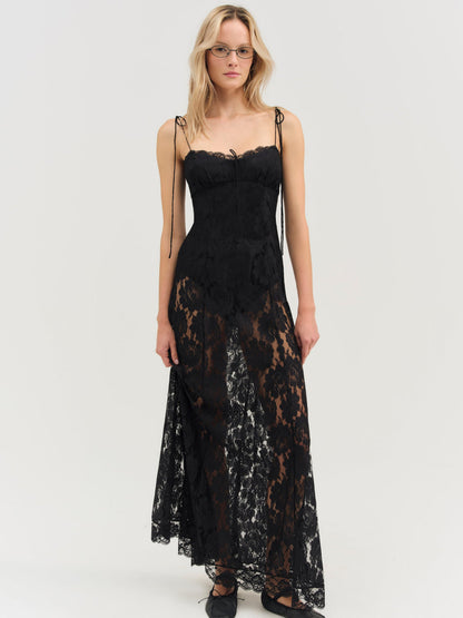 For Love and Lemons Claudia Rose Lace Maxi Dress - Black