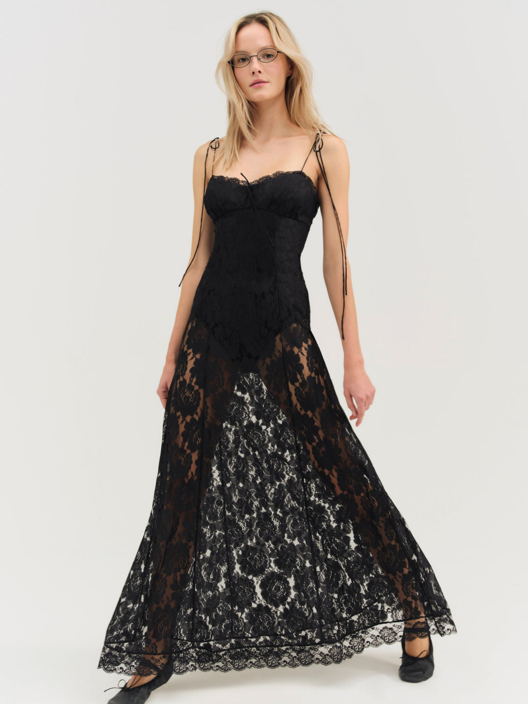 For Love and Lemons Claudia Rose Lace Maxi Dress - Black