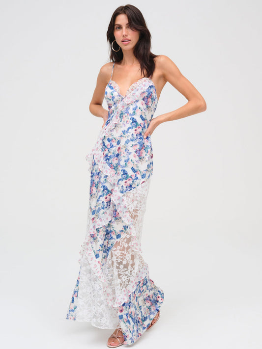 For Love and Lemons Josalyn Maxi Dress - Blue