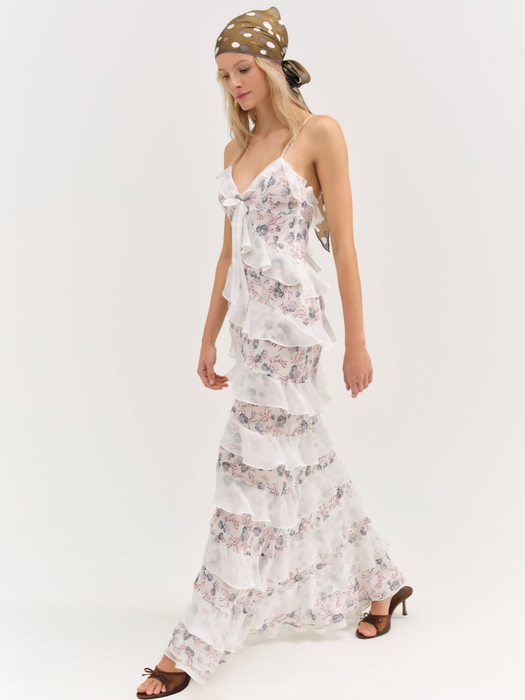 For Love and Lemons Debby Ruffled Maxi Dress - White